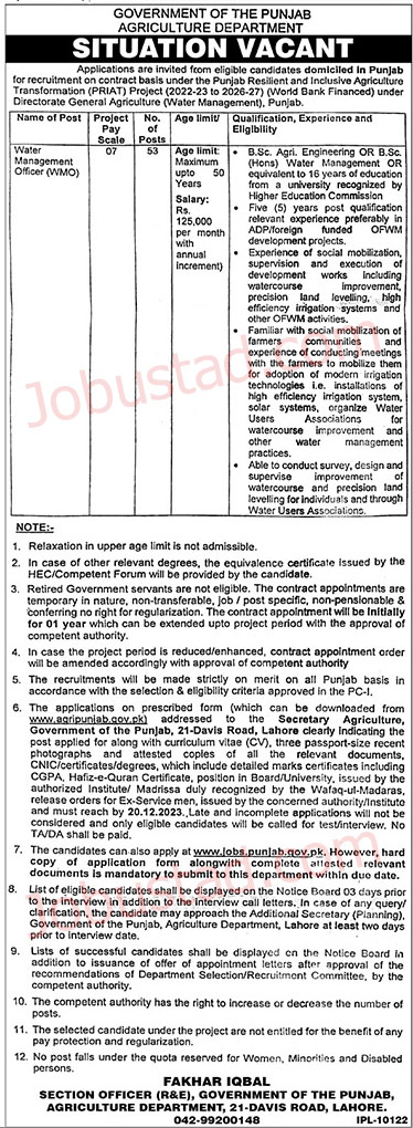 Agriculture Department Jobs Ad