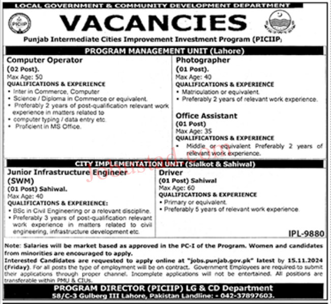 Local Government and Community Development Department Jobs 2024